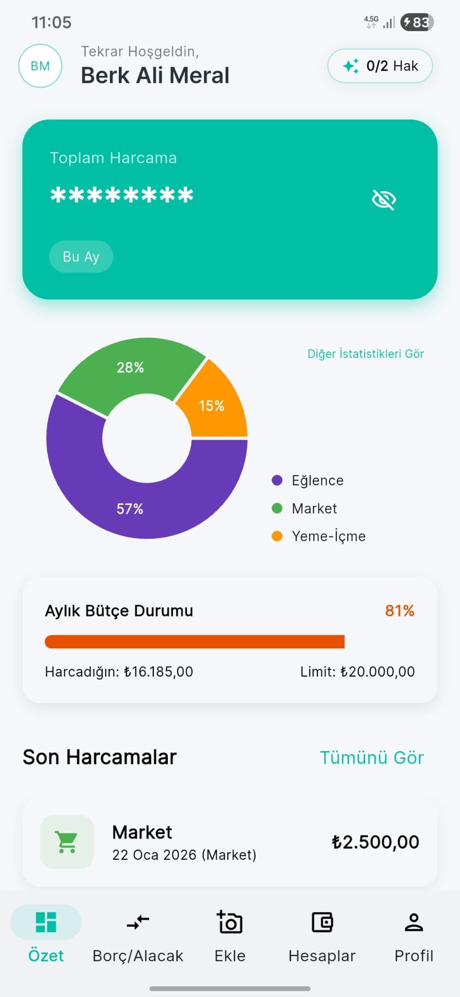 FaturaMate mobil gösterge paneli